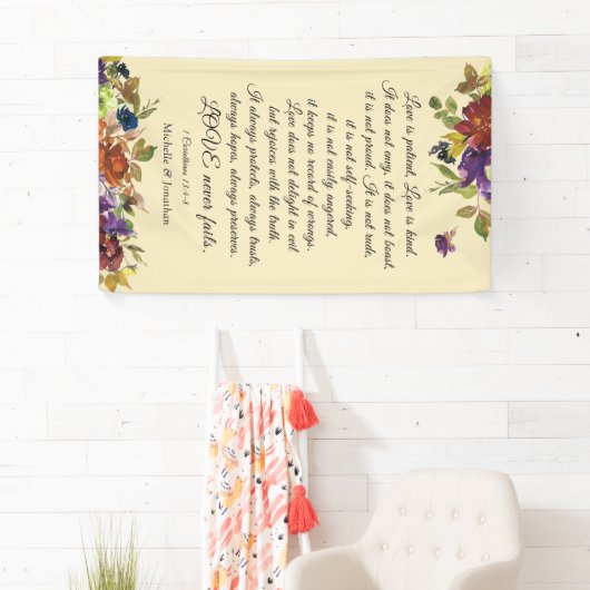 1 Korintiërs 13:4-8 Liefde Nooit Fall Bruiloft Spandoek (Insitu)