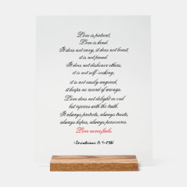1 Korintiërs 13:4-8 (NIV) Acrylteken Acryl Bord