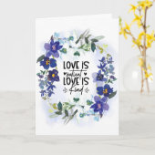 1 Korintiërs 13:4 Liefde is Geduldig Bijbelvers Kaart (Gele Bloem)