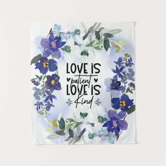 1 Korintiërs 13:4 Liefde is Geduldig Bijbelvers  Wandkleed (Voorkant)