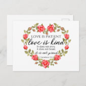 1 Korintiërs 13:4 Liefde is geduldig Bloemenhart Briefkaart (Voorkant / Achterkant)