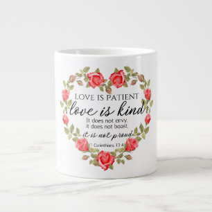 1 Korintiërs 13:4 Liefde is geduldig Bloemenhart Grote Koffiekop