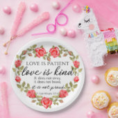 1 Korintiërs 13:4 Liefde is geduldig Bloemenhart Papieren Bordje (Feest)