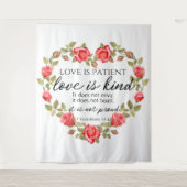 1 Korintiërs 13:4 Liefde is geduldig Bloemenhart Wandkleed (Voorkant)