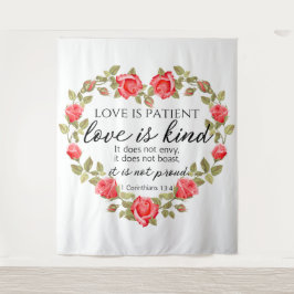 1 Korintiërs 13:4 Liefde is geduldig Bloemenhart Wandkleed