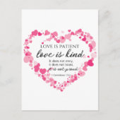 1 Korintiërs 13:4 Liefde is geduldig roze harten Briefkaart (Voorkant)