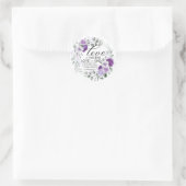 1 Korintiërs 13:4 Liefde is Geduldig Violet Bloem Ronde Sticker (Tas)