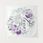 1 Korintiërs 13:4 Liefde is Geduldig Violet Bloem Wandkleed (Voorkant (horizontaal))