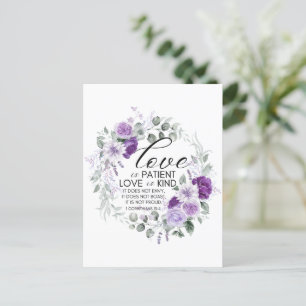 1 Korintiërs 13:4 Liefde is geduldig violette bloe Briefkaart