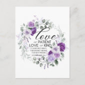1 Korintiërs 13:4 Liefde is geduldig violette bloe Briefkaart (Voorkant)