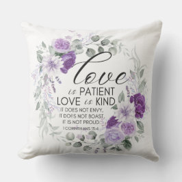 1 Korintiërs 13:4 Liefde is geduldig violette bloe Buitenkussen