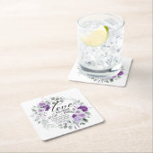 1 Korintiërs 13:4 Liefde is geduldig violette bloe Kartonnen Onderzetters (Insitu)