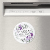 1 Korintiërs 13:4 Liefde is geduldig violette bloe Magneet (Insitu (Vaatwasser))