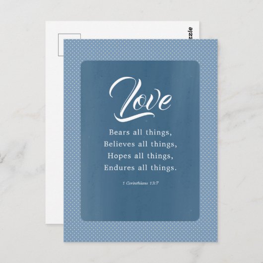 1 Korintiërs 13:7 De liefde verdraagt alles Briefkaart (Voorkant / Achterkant)