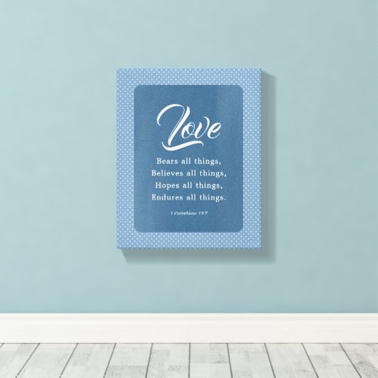 1 Korintiërs 13:7 De liefde verdraagt alles Canvas Afdruk (Insitu (Houten vloer))