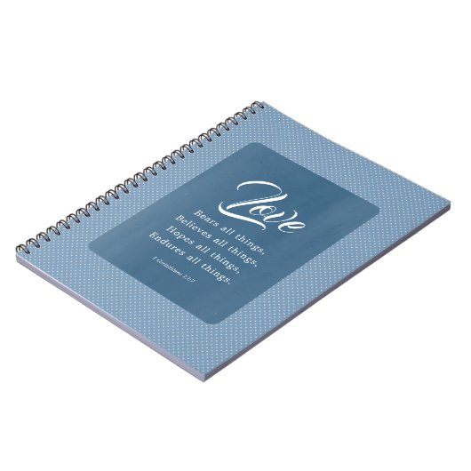 1 Korintiërs 13:7 De liefde verdraagt alles Notitieboek (Linkerzijde)