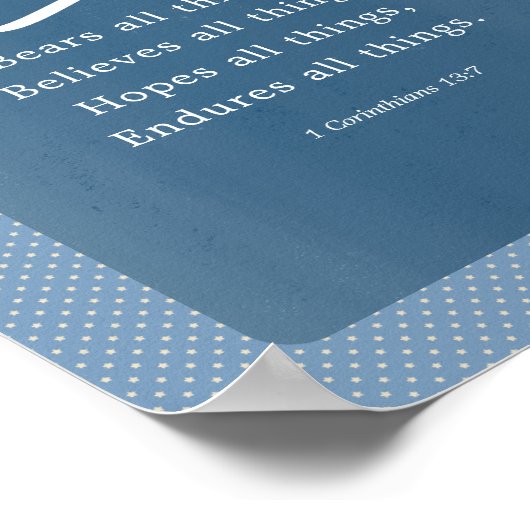 1 Korintiërs 13:7 De liefde verdraagt alles Poster (Hoek)