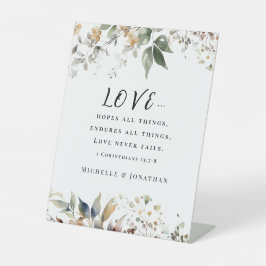 1 Korintiërs 13:7 Liefde nooit mislukt bruiloft Bi Reclamebord Met Voetstuk