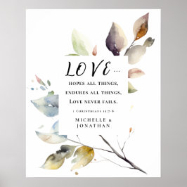 1 Korintiërs 13:8 Liefde nooit mislukt bruiloft Bi Poster