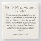 1 Korintiërs 13 De heer Mevrouw Achternaam Est. Ja Stenen Onderzetter (Voorkant)