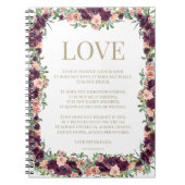 1 Korintiërs 13 Liefde Bijbel Verse Bourgondië Flo Notitieboek (Voorkant)