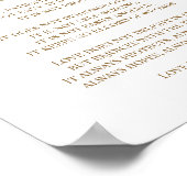 1 Korintiërs 13 Liefde Bijbel Verse Goud Wit Poster (Hoek)