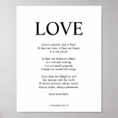 1 Korintiërs 13 Liefde Bijbel Verse Zwart & Wit Poster (Voorkant)