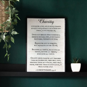 1 Korintiërs 13 Rustieke Koning James Bijbel Verse Poster