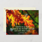 1 Korintiërs 15:57 God zij dank!, Herfst Briefkaart (Voorkant / Achterkant)