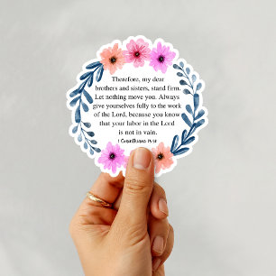 1 Korintiërs 15:58 Christelijke Bijbeltekst Sticker