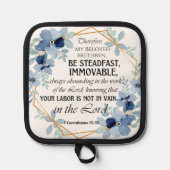 1 Korintiërs 15:58 Inspirerend vers Bloemen Pannenlap (Voorkant)