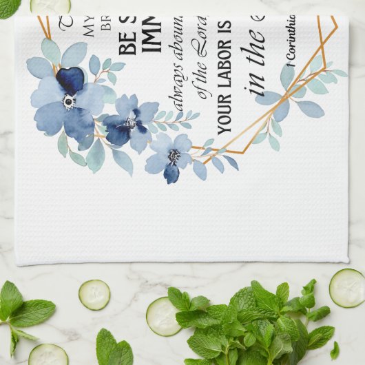 1 Korintiërs 15:58 Inspirerend vers Bloemen Theedoek (Gevouwen)