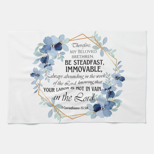 1 Korintiërs 15:58 Inspirerend vers Bloemen Theedoek (Horizontaal)