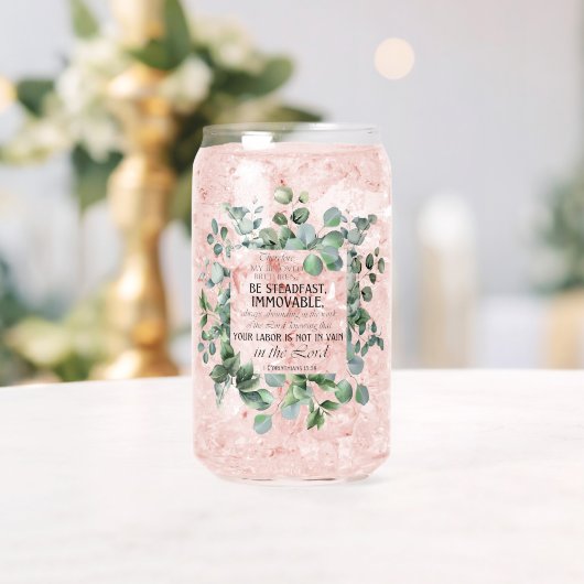 1 Korintiërs 15:58 Inspirerend verzen Eucalyptus Blikvorm Glas (Insitu (Huwelijk))