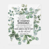 1 Korintiërs 15:58 Inspirerend verzen Eucalyptus Fleece Deken (Voorkant)