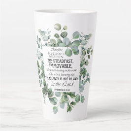 1 Korintiërs 15:58 Inspirerend verzen Eucalyptus Latte Mok