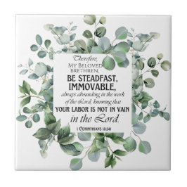 1 Korintiërs 15:58 Inspirerend verzen Eucalyptus Tegeltje