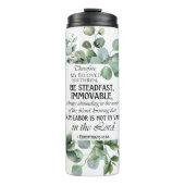 1 Korintiërs 15:58 Inspirerend verzen Eucalyptus Thermosbeker (Voorkant)