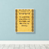 1 Korintiërs 16:13 | Motivatie Bijbelcitaten Canvas Afdruk (Insitu (Houten vloer))