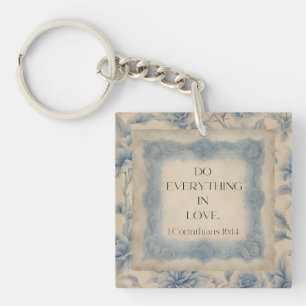 1 Korintiërs 16:14 Doe Alles in Liefde Vintage Sleutelhanger