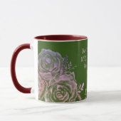 1 Kronieken 16:34 Groene Bourgondische bloemenschr Mok (Links)