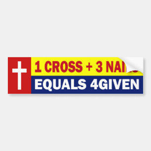 1 KROSS PLUS 3 NAILS EQUALS 4GEGEVEN BUMPERSTICKER