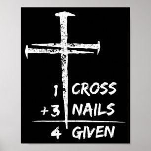 1 kruis 3 spijkers vergeven christelijk paas gesch poster