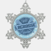 #1 Lacrosse Opa Kerstboomornament Tin Sneeuwvlok Ornament (Voorkant)