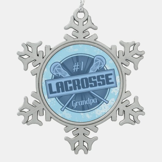 #1 Lacrosse Opa Kerstboomornament Tin Sneeuwvlok Ornament (Voorkant)