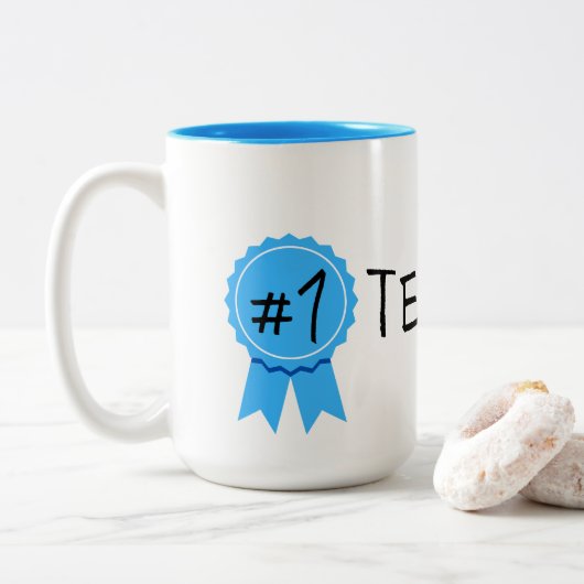 #1 Leraar Tweekleurige Koffiemok (Met donut)