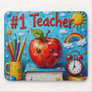 #1 Leraar Waardering Illustratie Mousepad Muismat