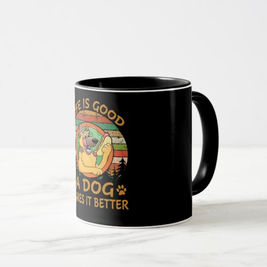 1 leven is goed een hond maakt het beter mok (Voorkant rechts)