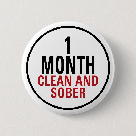 1 maand Schone en Sober Ronde Button 5,7 Cm (Voorkant)