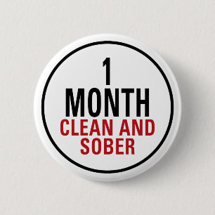 1 maand Schone en Sober Ronde Button 5,7 Cm